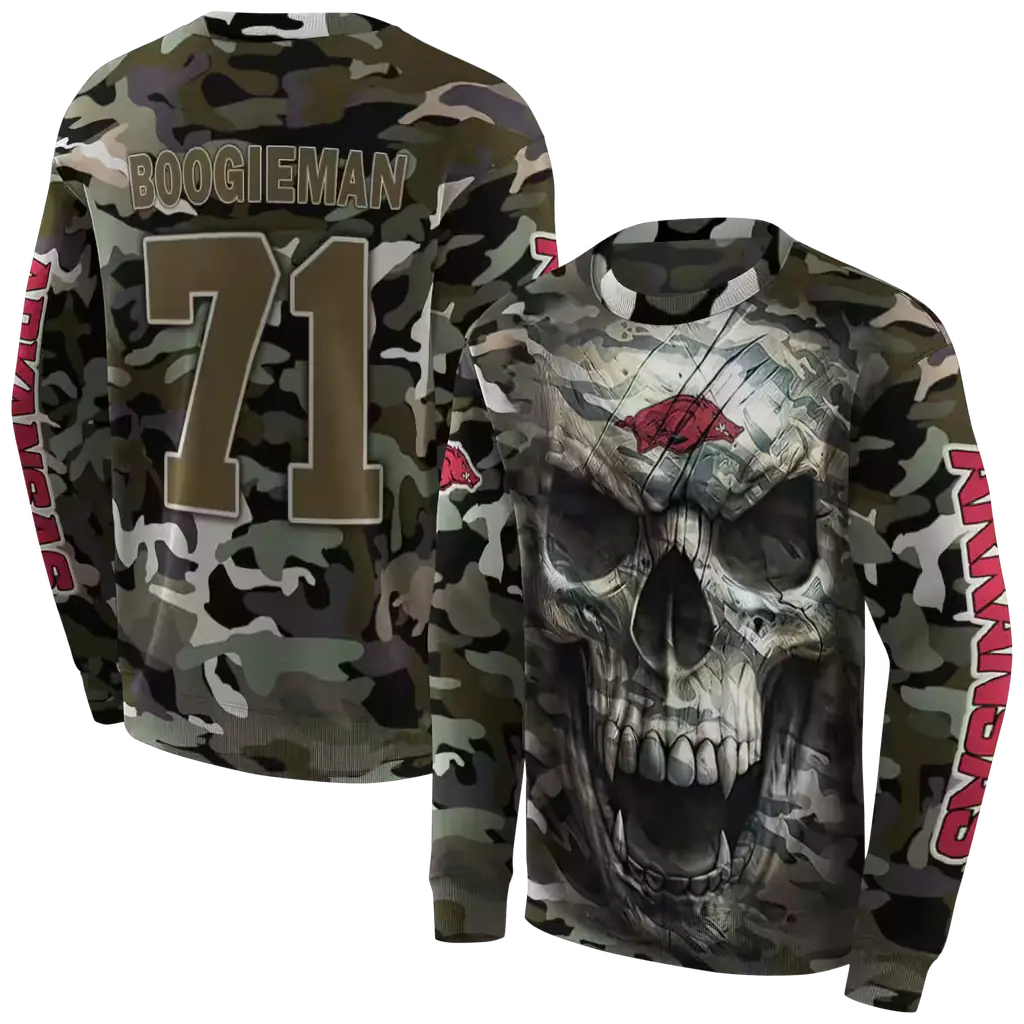custom arkansas razorbacks camo skull hoodie premium grade custom arkansas razorbacks camo skull hoodie premium grade