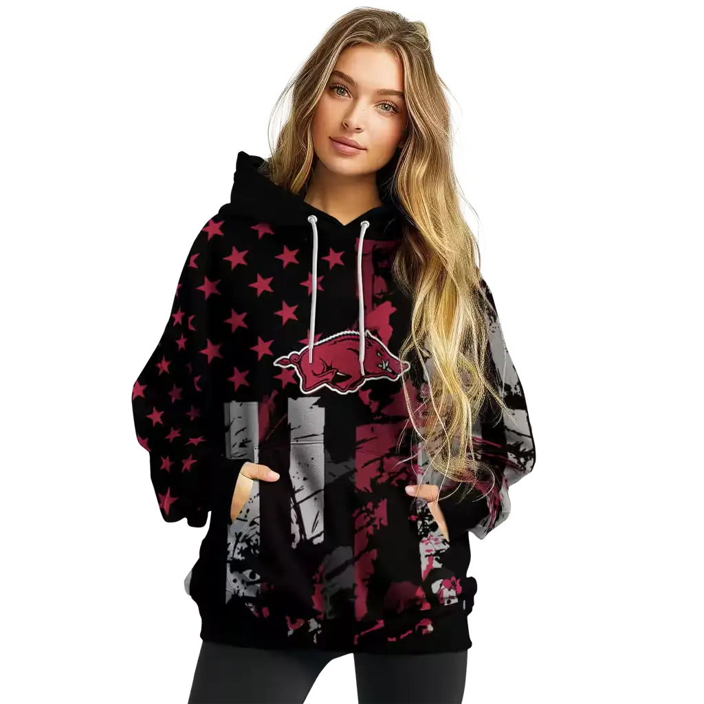 custom arkansas razorbacks distressed flag red black hoodie high quality custom arkansas razorbacks distressed flag red black hoodie high quality