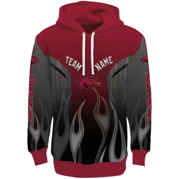 custom arkansas razorbacks flame design red hoodie best selling