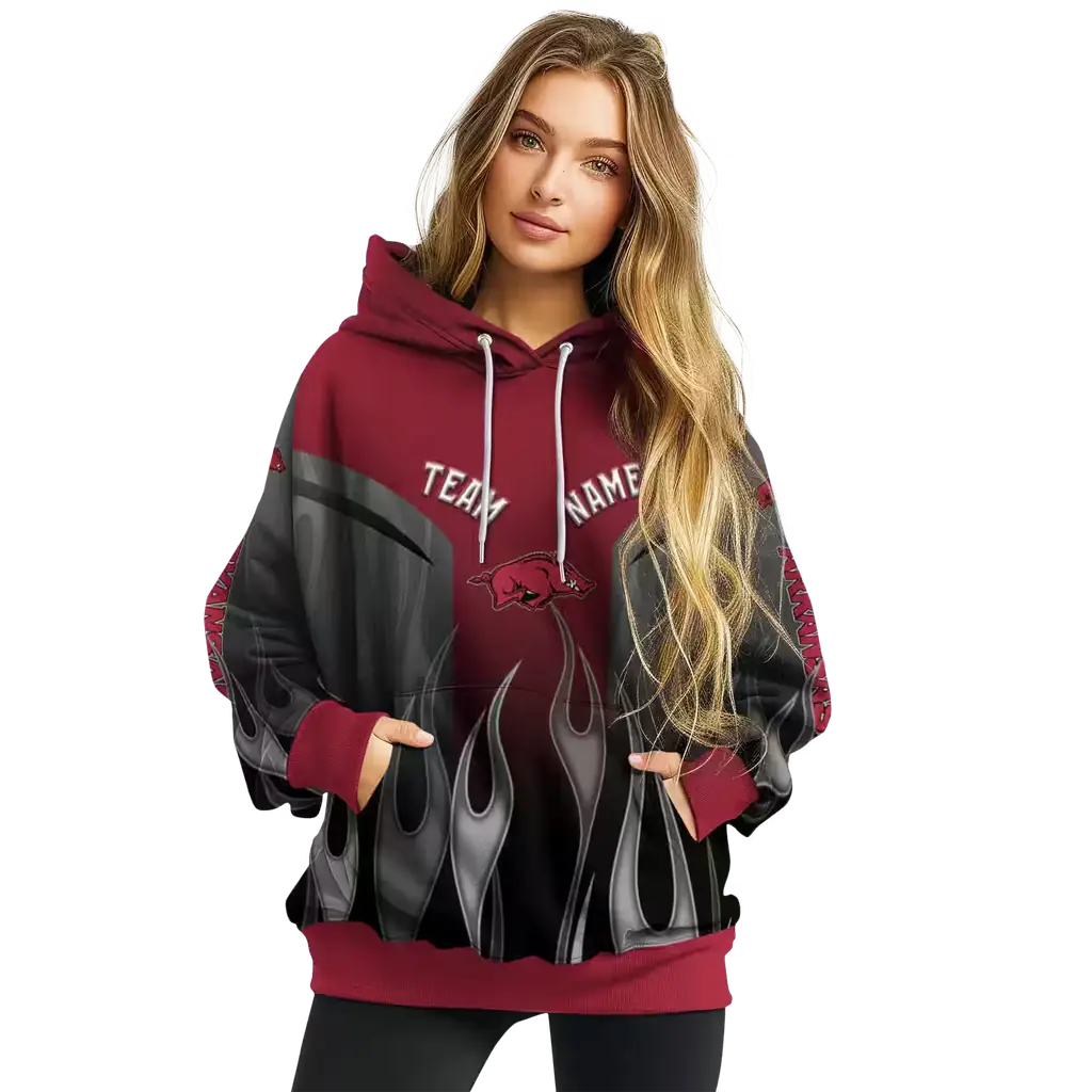 custom arkansas razorbacks flame design red hoodie high quality custom arkansas razorbacks flame design red hoodie high quality