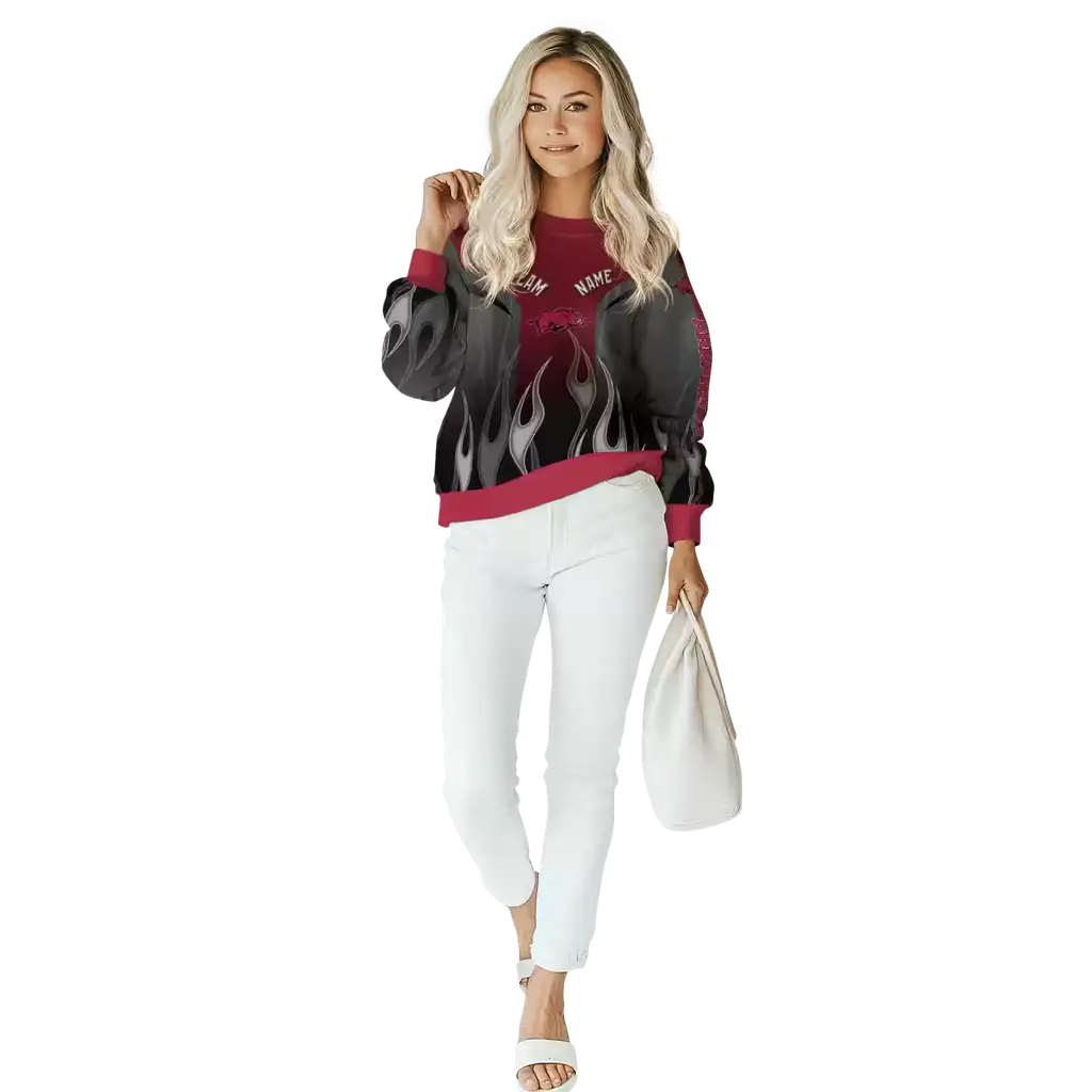 custom arkansas razorbacks flame design red hoodie trendy custom arkansas razorbacks flame design red hoodie trendy