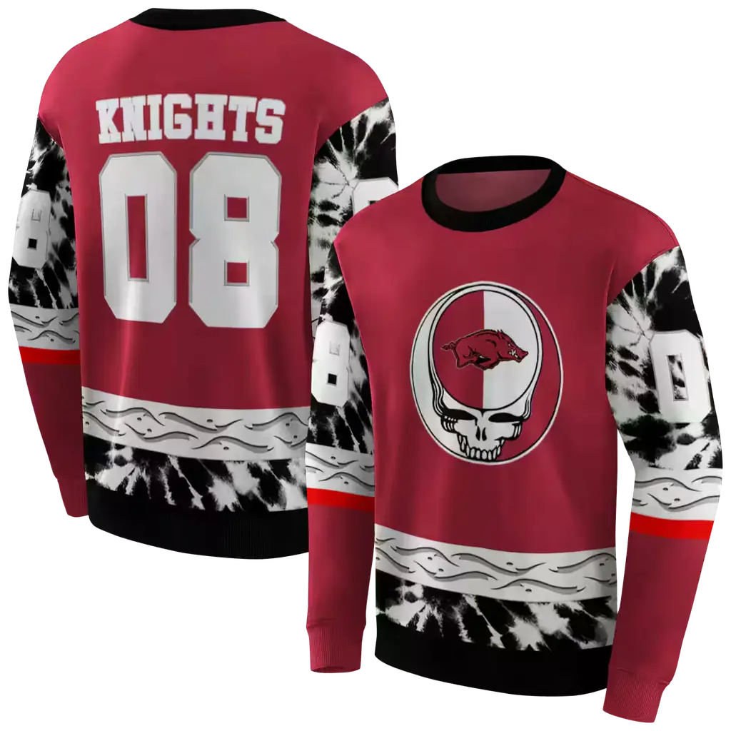 custom arkansas razorbacks grateful vibes red hoodie premium grade custom arkansas razorbacks grateful vibes red hoodie premium grade