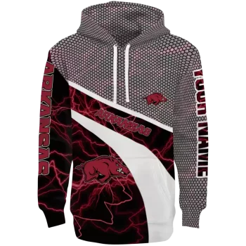 custom arkansas razorbacks hexagonal mesh red black gray hoodie best selling