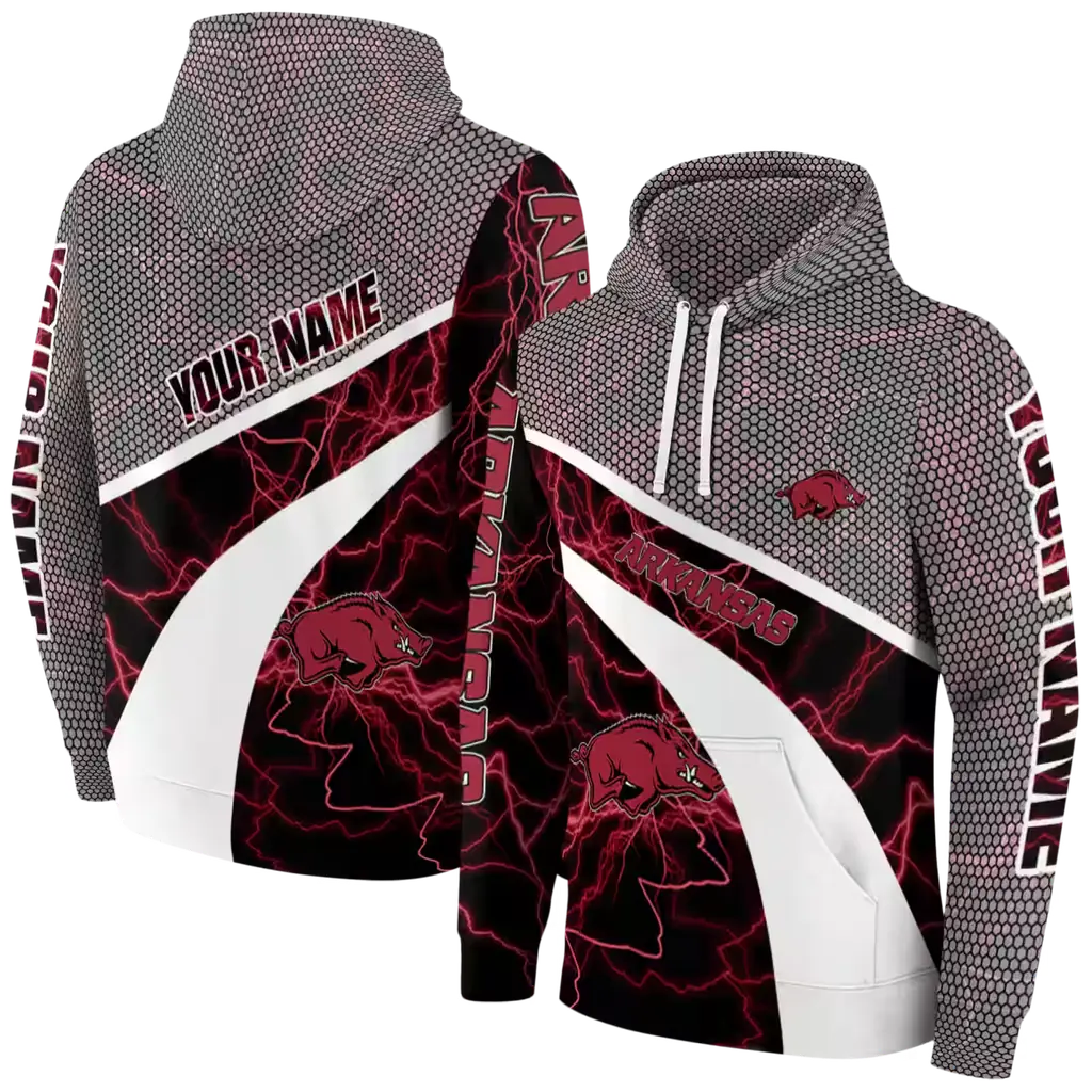 custom arkansas razorbacks hexagonal mesh red black gray hoodie fashion forward custom arkansas razorbacks hexagonal mesh red black gray hoodie fashion forward