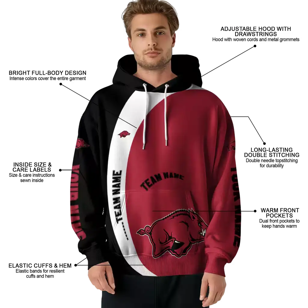custom arkansas razorbacks minimalist design red black hoodie latest model custom arkansas razorbacks minimalist design red black hoodie latest model