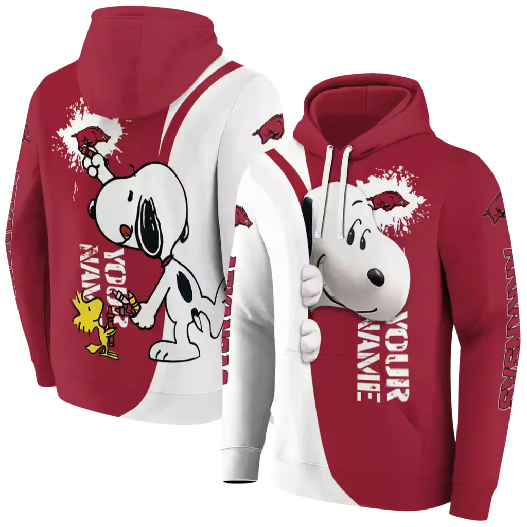 custom arkansas razorbacks peeking snoopy red hoodie fashion forward custom arkansas razorbacks peeking snoopy red hoodie fashion forward