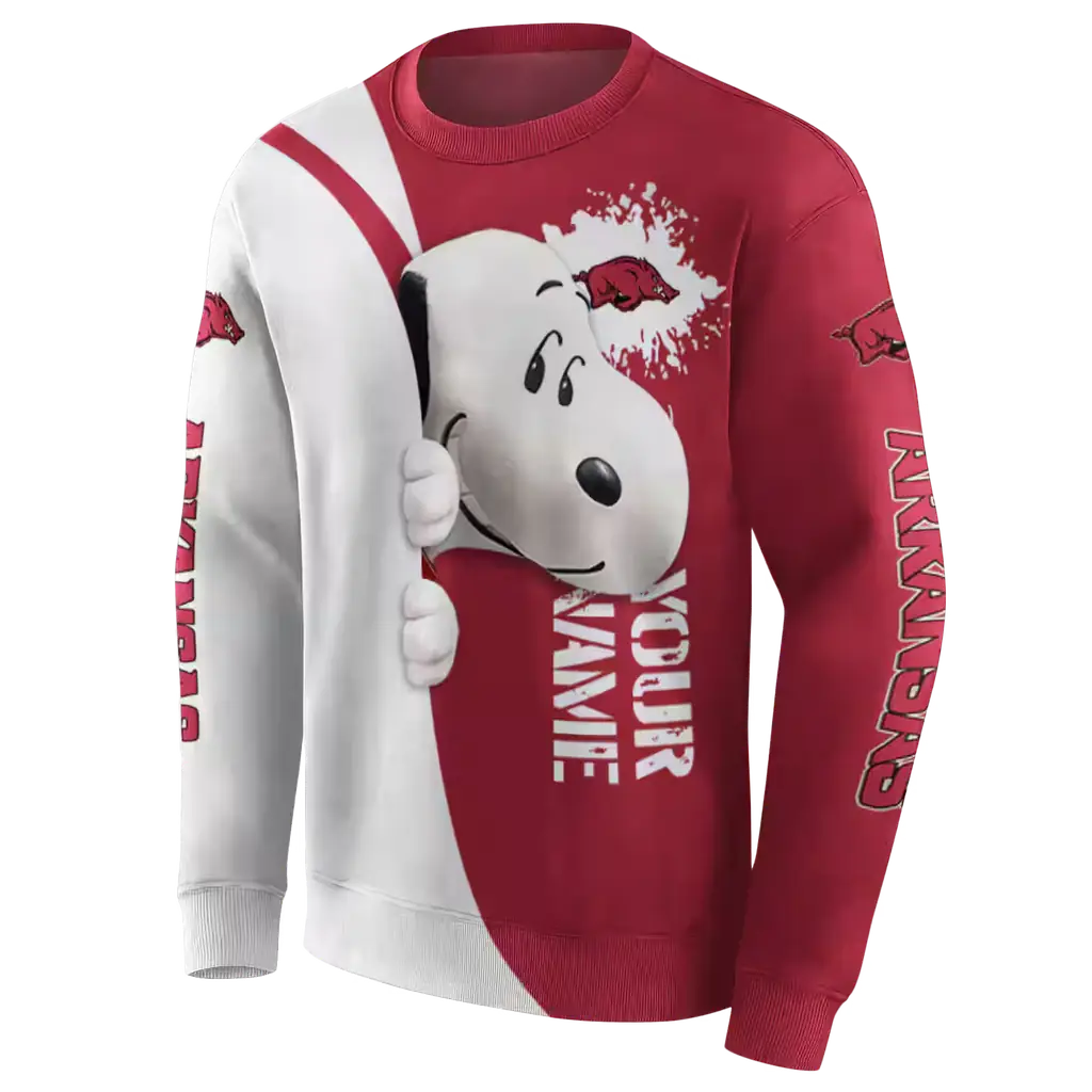 custom arkansas razorbacks peeking snoopy red hoodie new arrival custom arkansas razorbacks peeking snoopy red hoodie new arrival