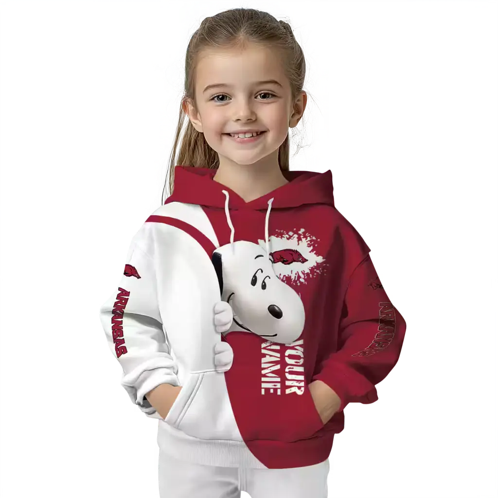 custom arkansas razorbacks peeking snoopy red hoodie top rated custom arkansas razorbacks peeking snoopy red hoodie top rated