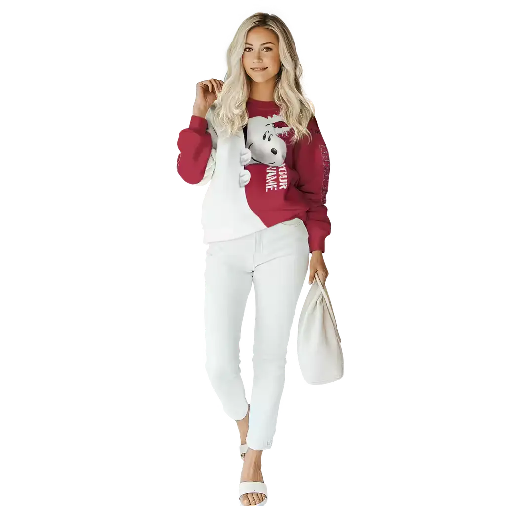 custom arkansas razorbacks peeking snoopy red hoodie trendy custom arkansas razorbacks peeking snoopy red hoodie trendy