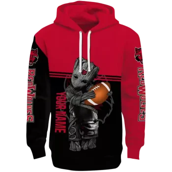 custom arkansas state red wolves baby groot scarlet black hoodie best selling