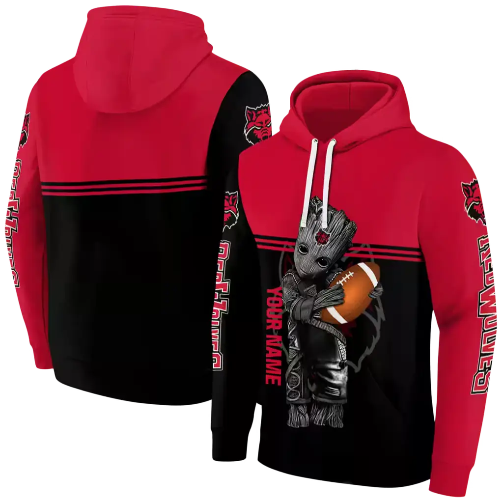 custom arkansas state red wolves baby groot scarlet black hoodie fashion forward custom arkansas state red wolves baby groot scarlet black hoodie fashion forward