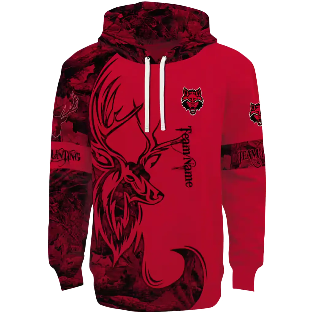 custom arkansas state red wolves deer silhouette scarlet hoodie best selling custom arkansas state red wolves deer silhouette scarlet hoodie best selling