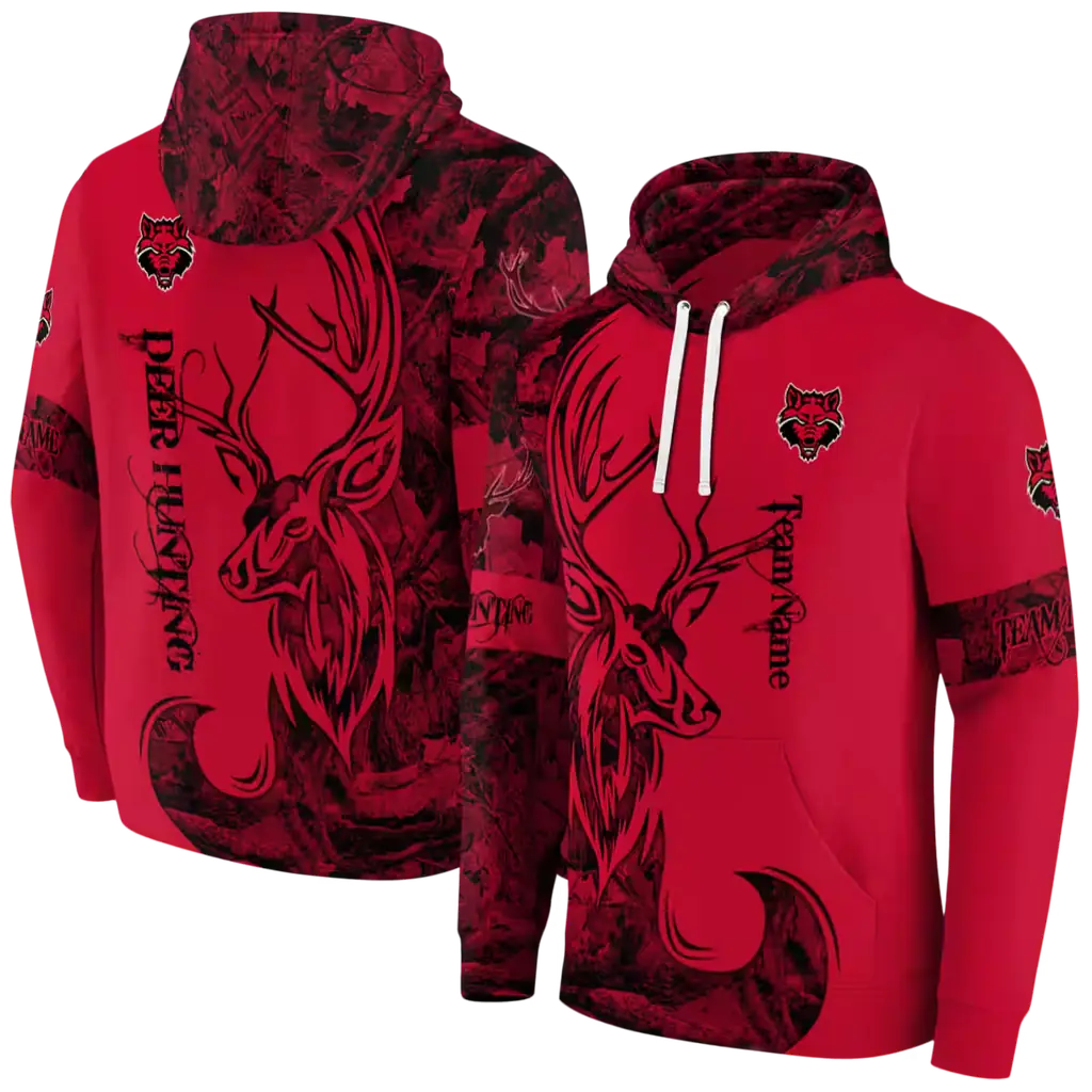 custom arkansas state red wolves deer silhouette scarlet hoodie fashion forward custom arkansas state red wolves deer silhouette scarlet hoodie fashion forward