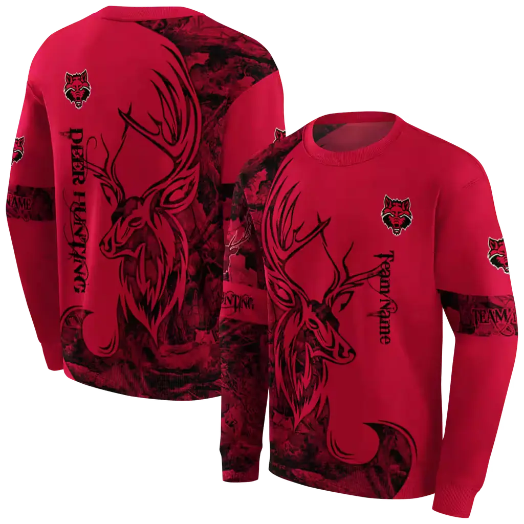 custom arkansas state red wolves deer silhouette scarlet hoodie premium grade custom arkansas state red wolves deer silhouette scarlet hoodie premium grade