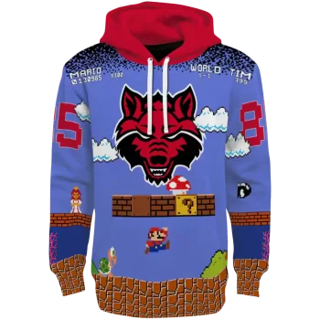 custom arkansas state red wolves mario blue black hoodie best selling