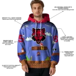 custom arkansas state red wolves mario blue black hoodie best selling