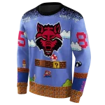 custom arkansas state red wolves mario blue black hoodie best selling