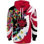 custom arkansas state red wolves puzzle pieces scarlet hoodie best selling