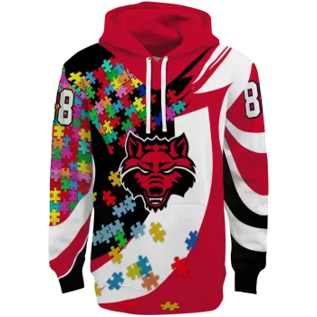 custom arkansas state red wolves puzzle pieces scarlet hoodie best selling