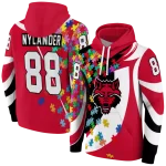 custom arkansas state red wolves puzzle pieces scarlet hoodie best selling