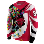 custom arkansas state red wolves puzzle pieces scarlet hoodie best selling