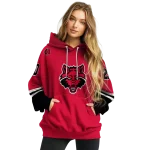 custom arkansas state red wolves striped sleeves scarlet hoodie best selling