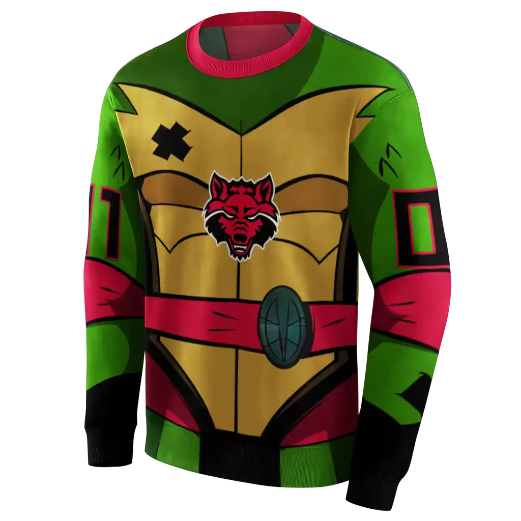 custom arkansas state red wolves superhero armor scarlet green hoodie new arrival custom arkansas state red wolves superhero armor scarlet green hoodie new arrival