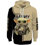 custom army black knights baby yoda gold black hoodie best selling