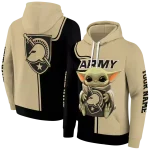 custom army black knights baby yoda gold black hoodie best selling