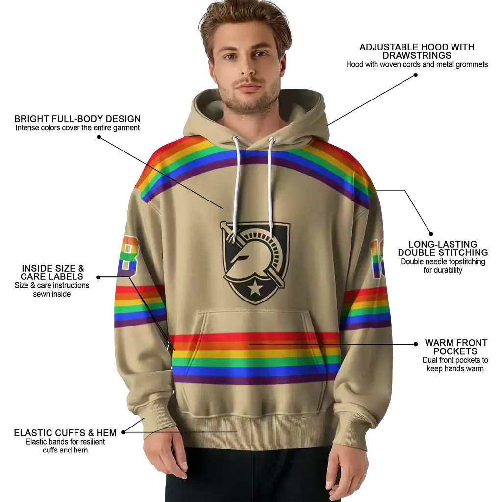 custom army black knights rainbow stripes gold hoodie latest model custom army black knights rainbow stripes gold hoodie latest model