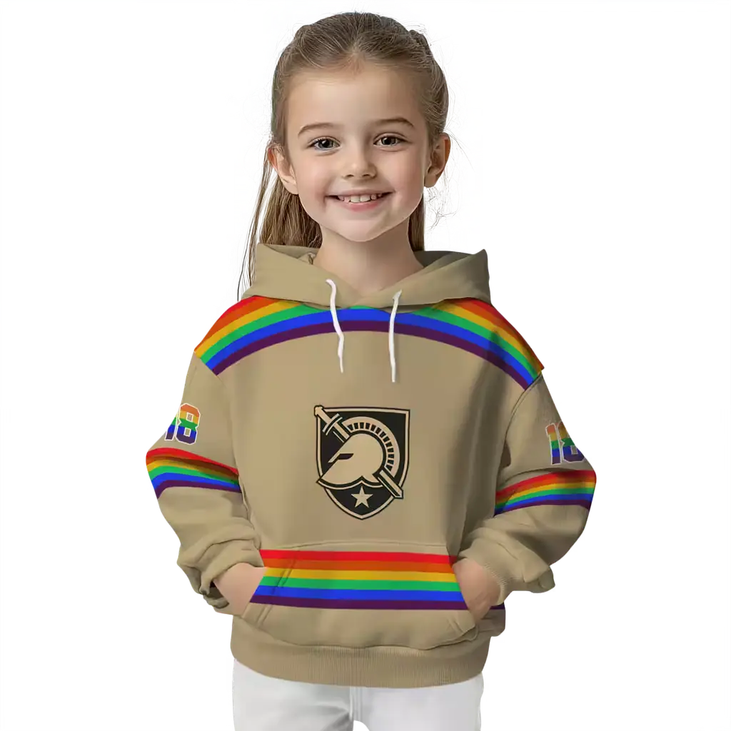 custom army black knights rainbow stripes gold hoodie top rated custom army black knights rainbow stripes gold hoodie top rated