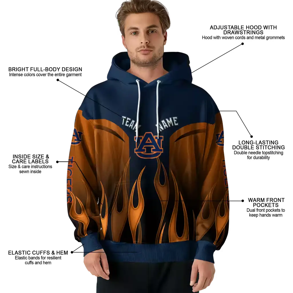custom auburn tigers flame design navy blue hoodie latest model custom auburn tigers flame design navy blue hoodie latest model