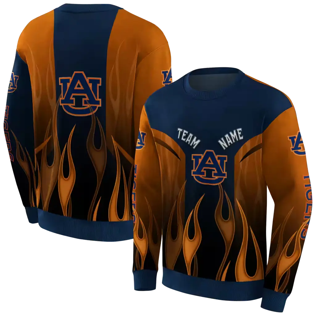 custom auburn tigers flame design navy blue hoodie premium grade custom auburn tigers flame design navy blue hoodie premium grade