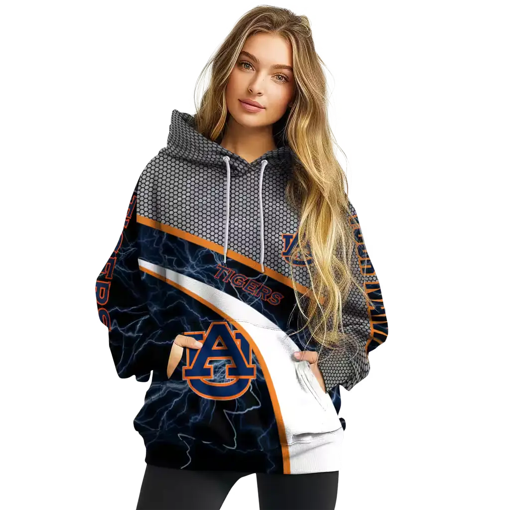 custom auburn tigers hexagonal mesh navy blue black gray hoodie high quality custom auburn tigers hexagonal mesh navy blue black gray hoodie high quality