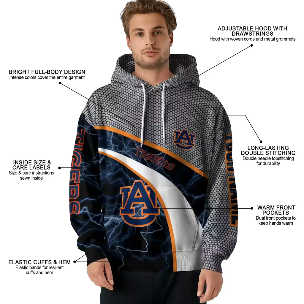 custom auburn tigers hexagonal mesh navy blue black gray hoodie latest model custom auburn tigers hexagonal mesh navy blue black gray hoodie latest model