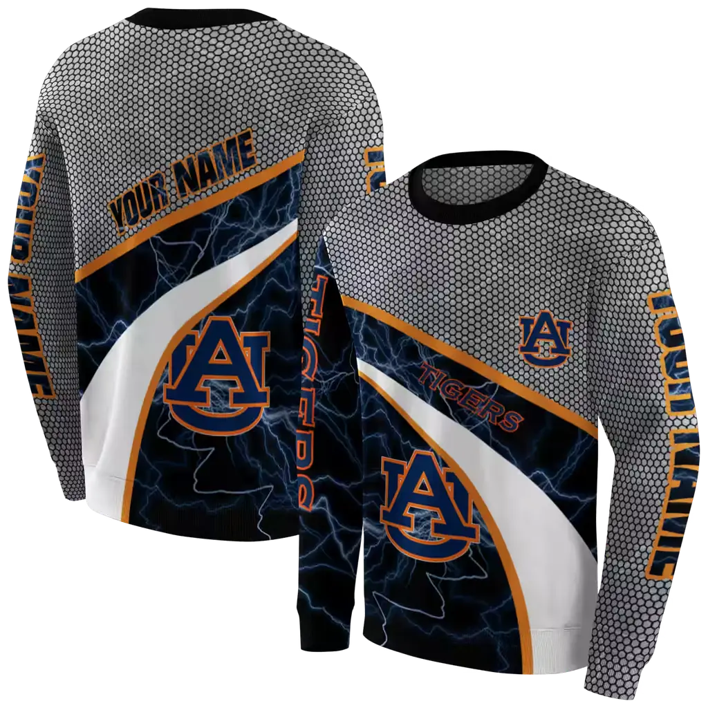 custom auburn tigers hexagonal mesh navy blue black gray hoodie premium grade custom auburn tigers hexagonal mesh navy blue black gray hoodie premium grade