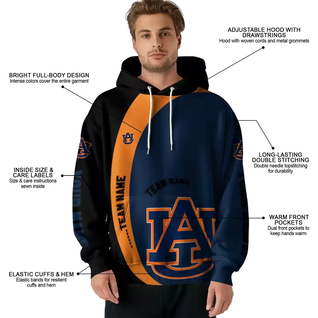 custom auburn tigers minimalist design navy blue black hoodie latest model custom auburn tigers minimalist design navy blue black hoodie latest model