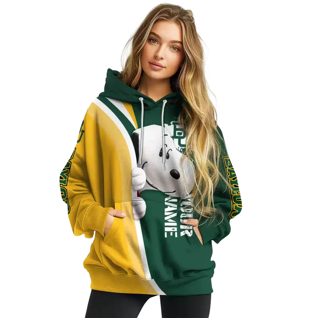 custom baylor bears peeking snoopy green hoodie high quality custom baylor bears peeking snoopy green hoodie high quality