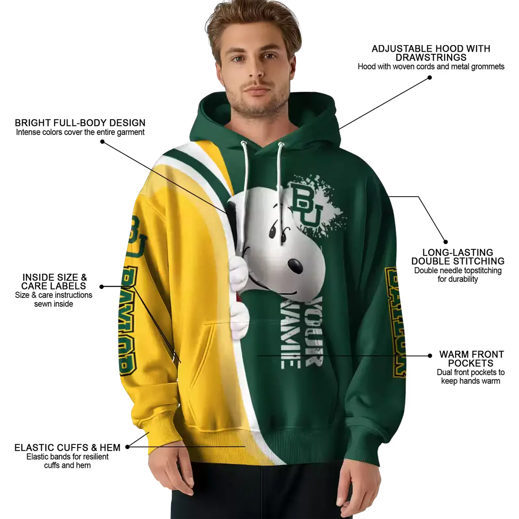 custom baylor bears peeking snoopy green hoodie latest model custom baylor bears peeking snoopy green hoodie latest model