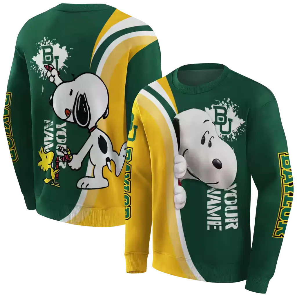 custom baylor bears peeking snoopy green hoodie premium grade custom baylor bears peeking snoopy green hoodie premium grade