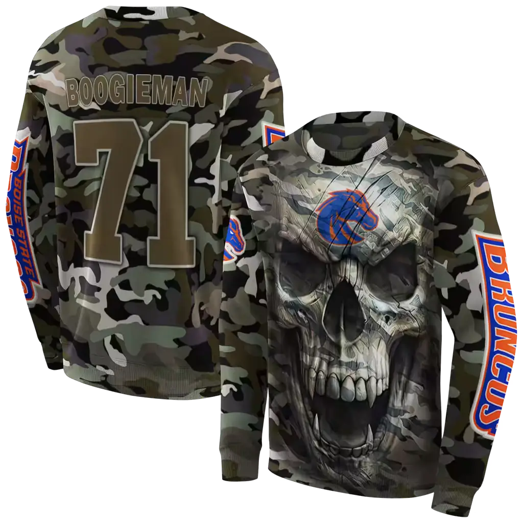 custom boise state broncos camo skull hoodie premium grade custom boise state broncos camo skull hoodie premium grade
