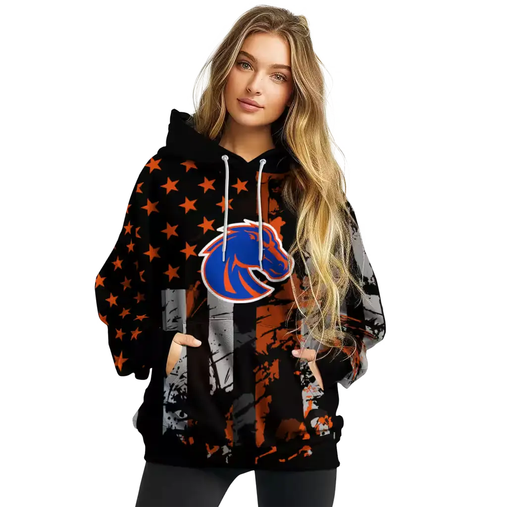 custom boise state broncos distressed flag orange black hoodie high quality custom boise state broncos distressed flag orange black hoodie high quality