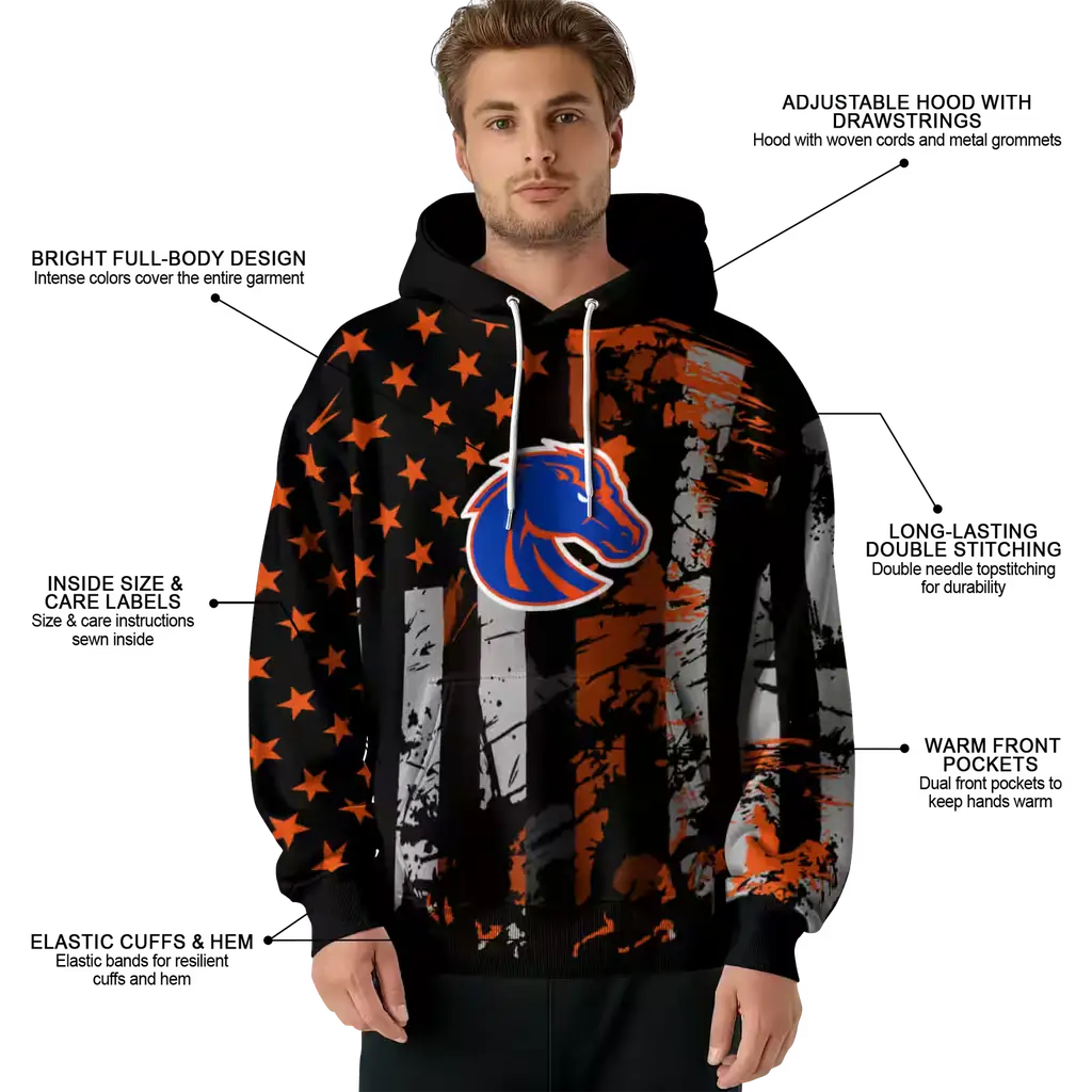 custom boise state broncos distressed flag orange black hoodie latest model custom boise state broncos distressed flag orange black hoodie latest model
