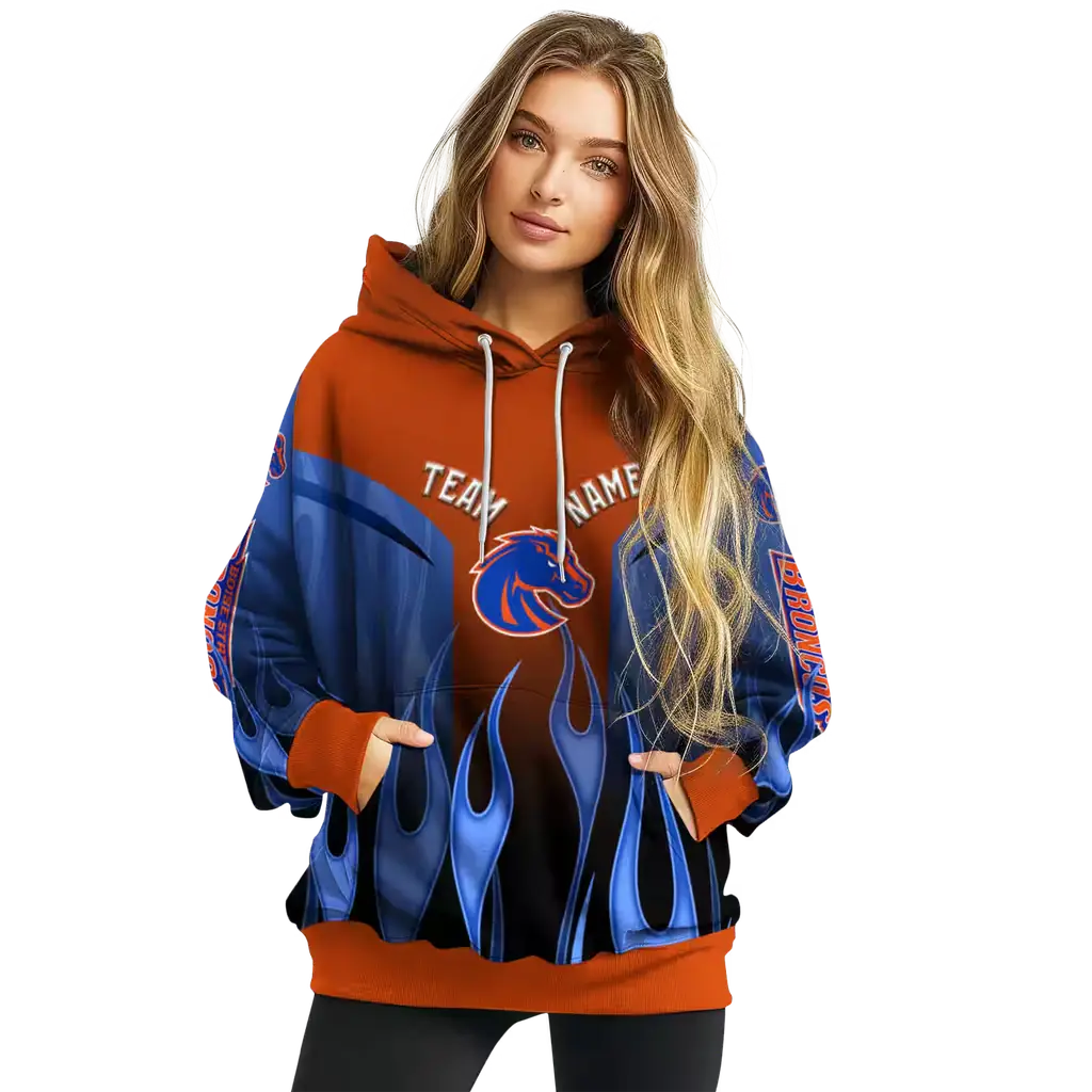 custom boise state broncos flame design orange hoodie high quality custom boise state broncos flame design orange hoodie high quality