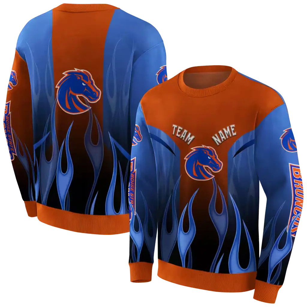 custom boise state broncos flame design orange hoodie premium grade custom boise state broncos flame design orange hoodie premium grade
