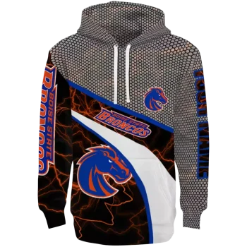 custom boise state broncos hexagonal mesh orange black gray hoodie best selling