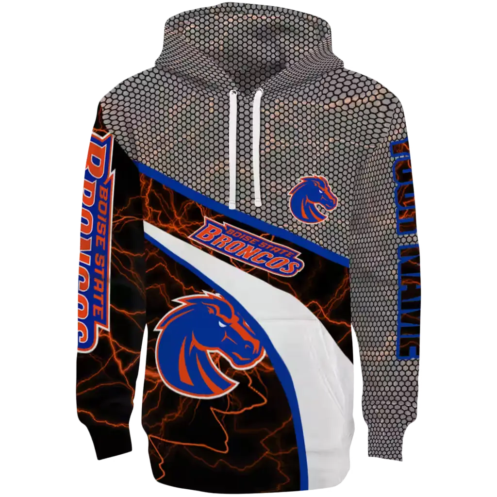 custom boise state broncos hexagonal mesh orange black gray hoodie best selling custom boise state broncos hexagonal mesh orange black gray hoodie best selling