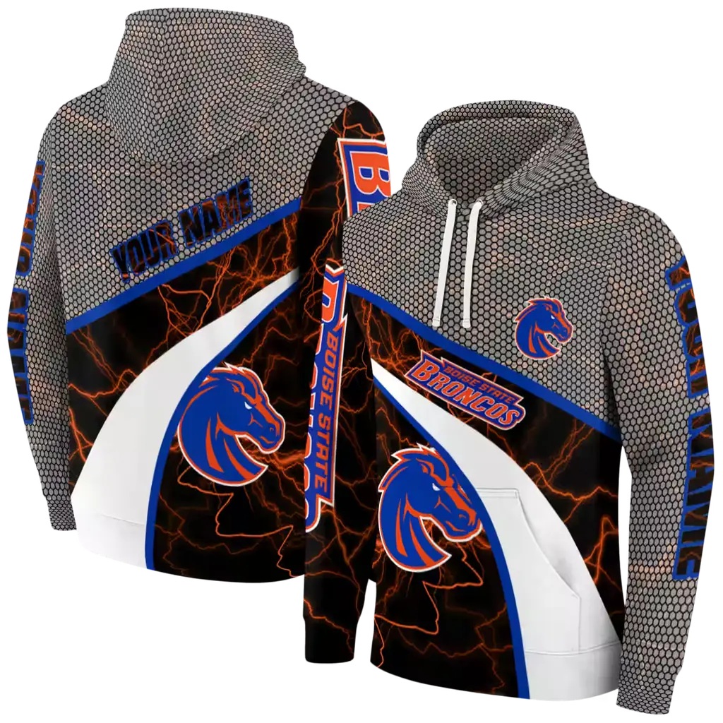custom boise state broncos hexagonal mesh orange black gray hoodie fashion forward custom boise state broncos hexagonal mesh orange black gray hoodie fashion forward