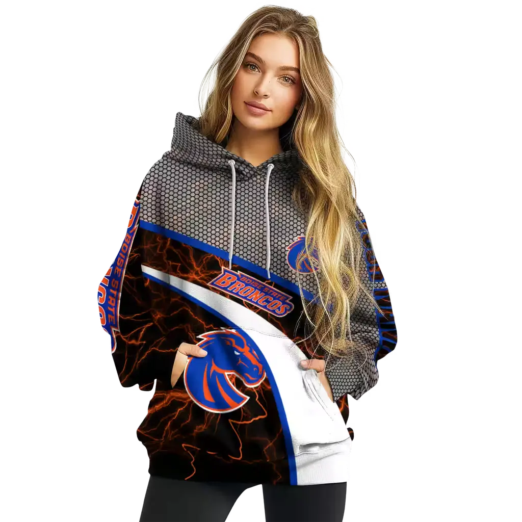 custom boise state broncos hexagonal mesh orange black gray hoodie high quality custom boise state broncos hexagonal mesh orange black gray hoodie high quality
