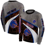 custom boise state broncos hexagonal mesh orange black gray hoodie best selling